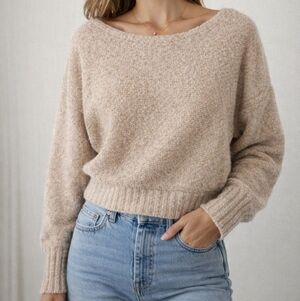 3/$20 Ruby Moon Cozy Beige Crew Marled Neck Sweater XS